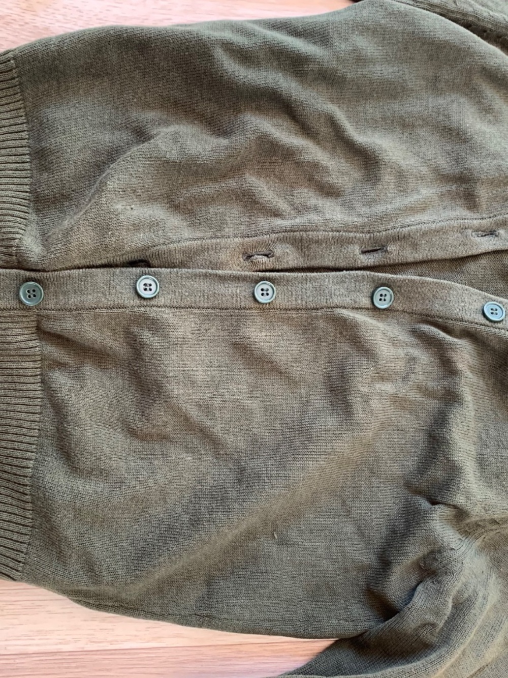 Green Cardigan 100% cotton 3/4 sleeve - Picture 9 of 11